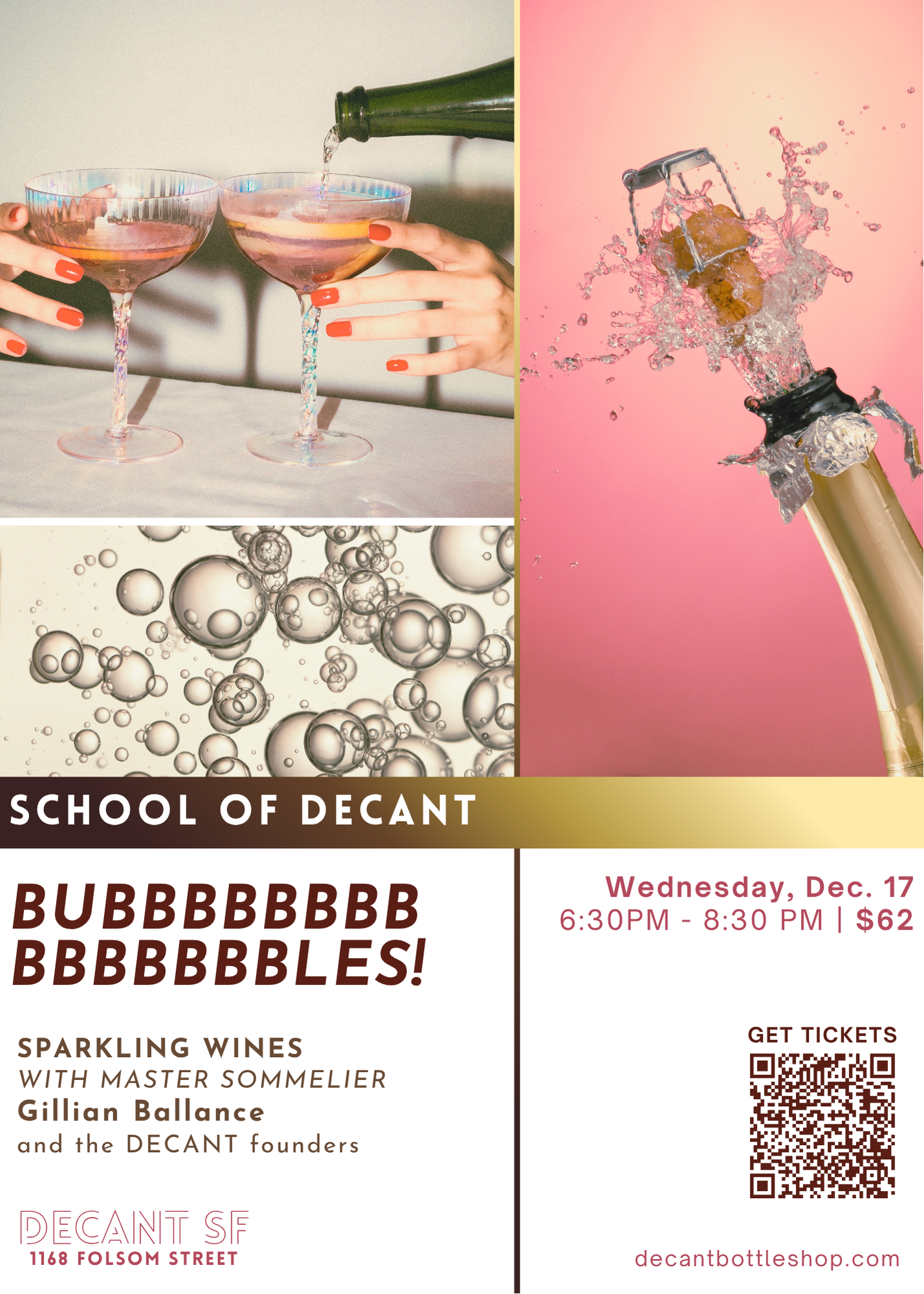 SCHOOL of DECANT: BUBBBBLES! 12/17/25 @ 6:30pm