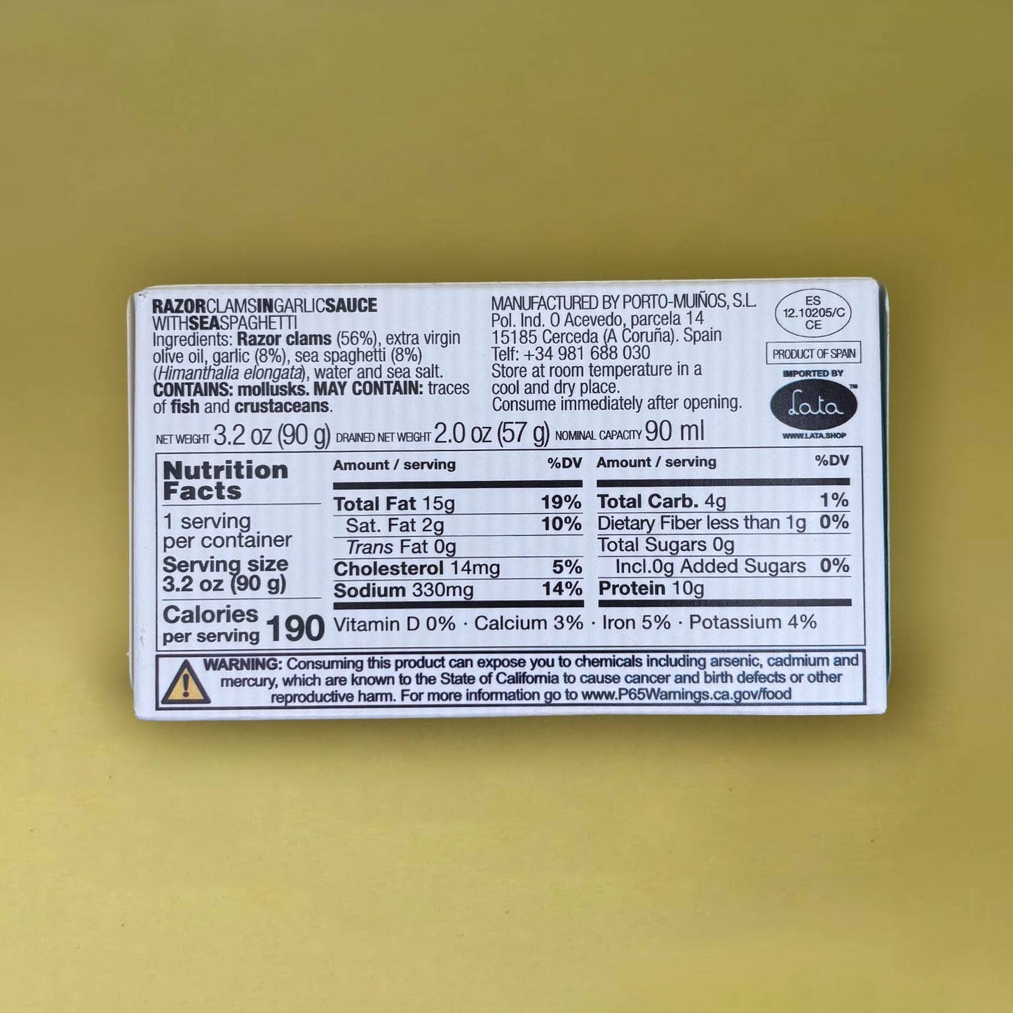 Porto-Muiños Razor Clams with Sea Spaghetti and Garlic, Spain