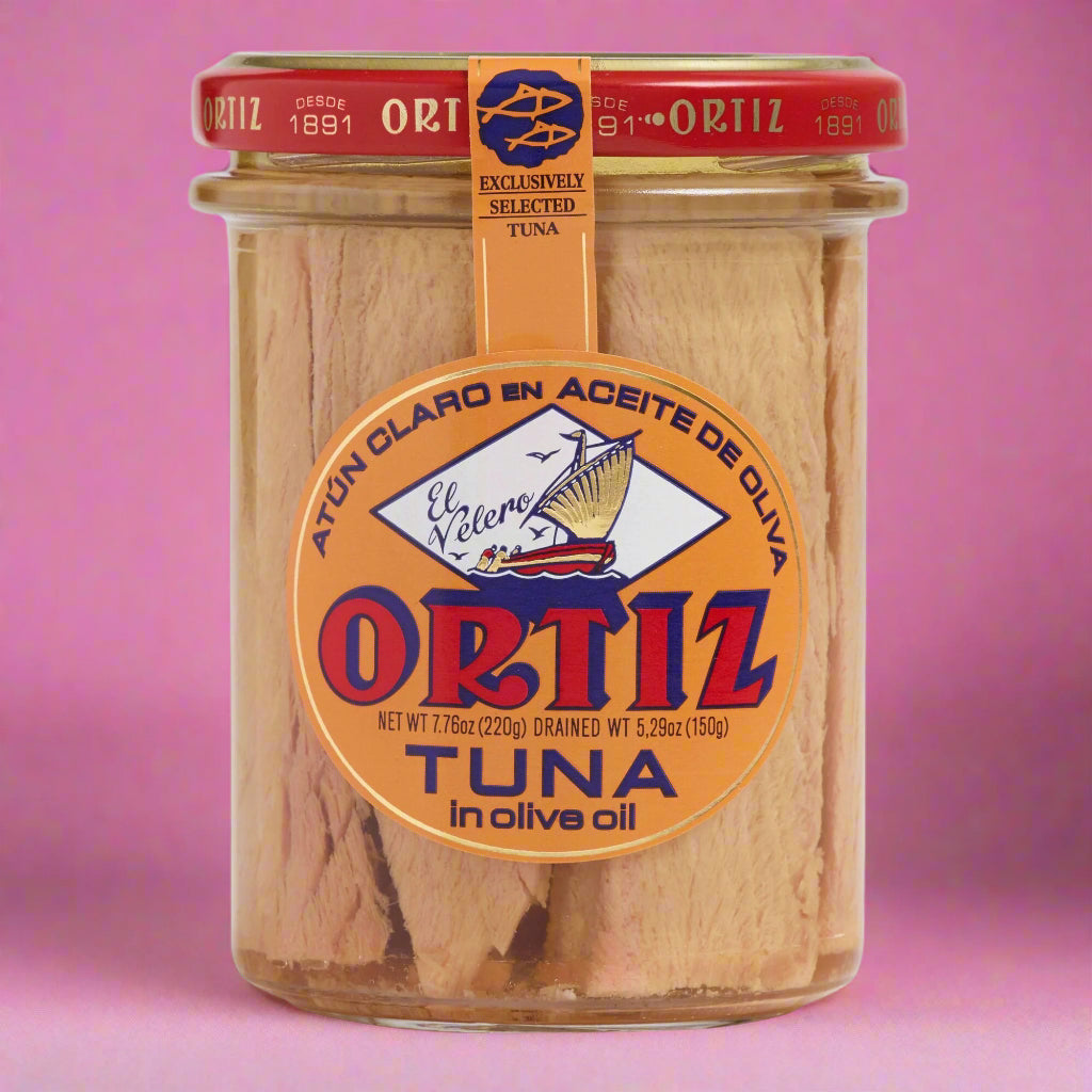 Jar of Ortiz tuna in olive oil 