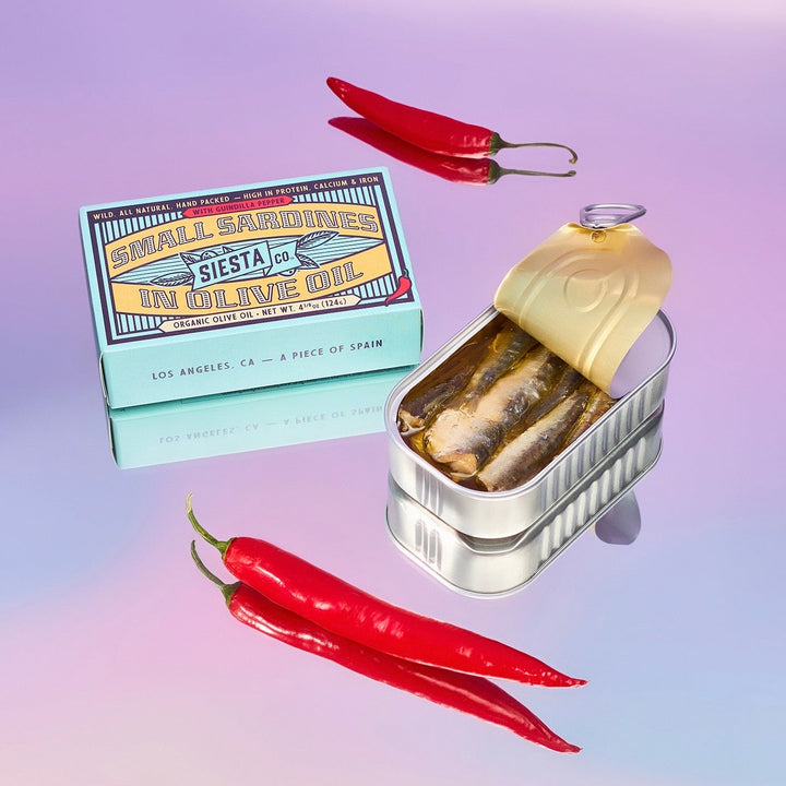Siesta Co. Small Sardines with Guindilla Peppers in Organic Olive Oil, Spain