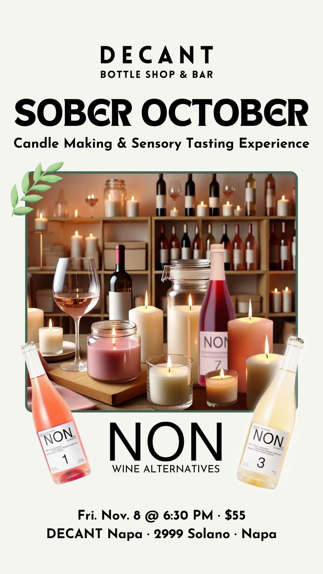 NAPA: CANDLE MAKING with NON Alcohol-free Wine Alternatives - 11/8/24