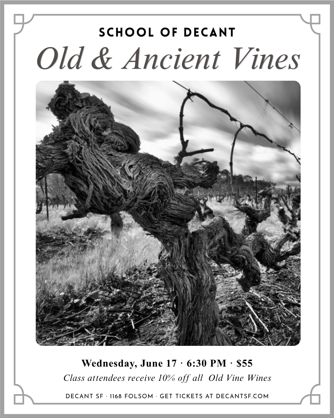 SCHOOL of DECANT: Old and Ancient Vines (*NEW DATE* - Wednesday 6/17/26)