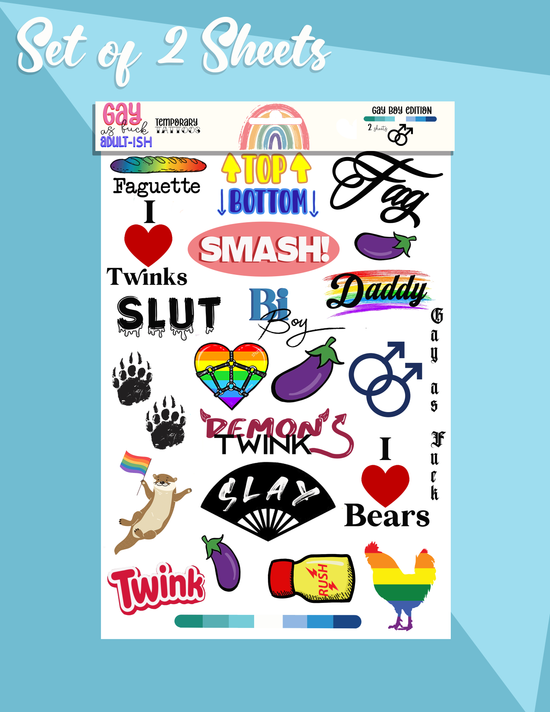 Pride Tattoos - Adult-ish Gay Guy Set