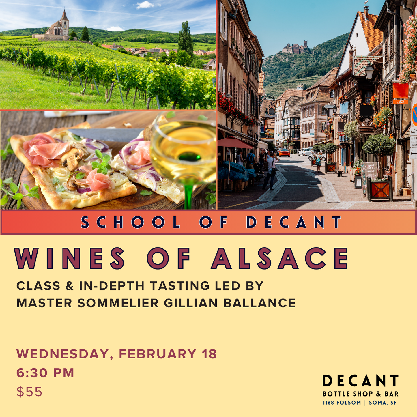 SCHOOL of DECANT: The Wines of Alsace 2/18/26 @ 6:30pm